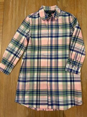 Beautiful Polo by Ralph Lauren Pink Plaid Oxford shirt dress